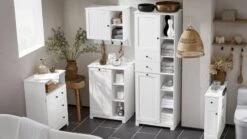 Armoire Haute Salle De Bain BZR103-W -Sobuy 0ba64f0e587e4eefa4409e4ecc20c995 1