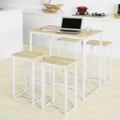 Table + 4 X Tabourets De Bar OGT15-N -Sobuy 17ca5b47bbb94808b2d1ba48b2df34d7