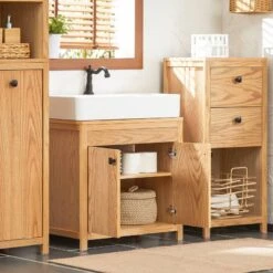 Meuble Sous Lavabo Naturel BZR98-N -Sobuy 2a926002c89c4202aad092b743b6335f