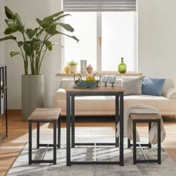 Table à Manger + 2 X Bancs OGT25-N -Sobuy 2d962adca81444e2b80f16d96efd7cdc