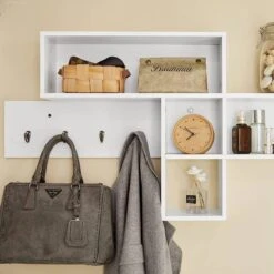 Porte-manteau Étagère Murale FHK17-W -Sobuy 3a2b5f5a1ee74ef5b1298ed999e30a6b