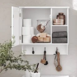 Armoire Haute Salle De Bain BZR103-W -Sobuy 46a959a90dc14c729e8210a288e5efd5