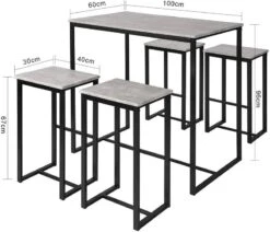 Table + 4 X Tabourets De Bar OGT15-N -Sobuy 4709d62051c2419bb19a4185aeccf3e1