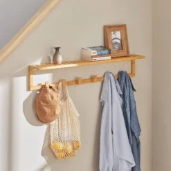 Étagère Murale Porte-manteau FHK06-N -Sobuy 55dfc3e641854f01a6a206f11e887278