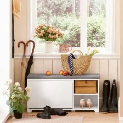 Banc De Rangement à Chaussures FSR119-W -Sobuy 57e397533ba2431f8b67865462994496