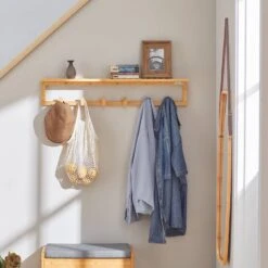 Étagère Murale Porte-manteau FHK06-N -Sobuy 6168525531914ab0b586b473de290dfc