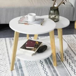 Lot De 2 Tables D'Appoint FBT75-W 13 Lot De 2 Tables D'Appoint FBT75-W -Sobuy 8086ecd9d4e34e74a2113722430ee09e