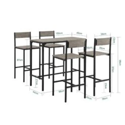 Table + 4 X Tabourets De Bar OGT14-HG -Sobuy 818fe3f6828f418cad8690ca70631e0b