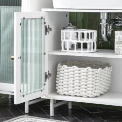 Meuble Sous Lavabo BZR115-W -Sobuy 9952c3f5011f4e41bc68bb3502252f09