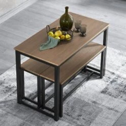 Table à Manger + 2 X Bancs OGT25-N -Sobuy a18d94a780274d3090970bed5debe387