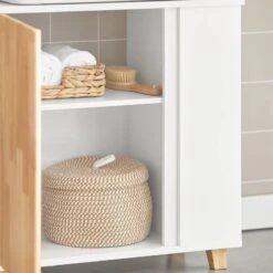 Meuble Sous Vasque BZR75-W -Sobuy c5448335c7e1423eb520939eb48fde41