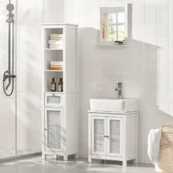 Meuble Colonne De Salle De Bain BZR36-W -Sobuy eace325fb5c44b399daba115b131259e