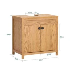 Meuble Sous Lavabo Naturel BZR98-N -Sobuy ec21d15685f3446eb149470f8c8e61ec